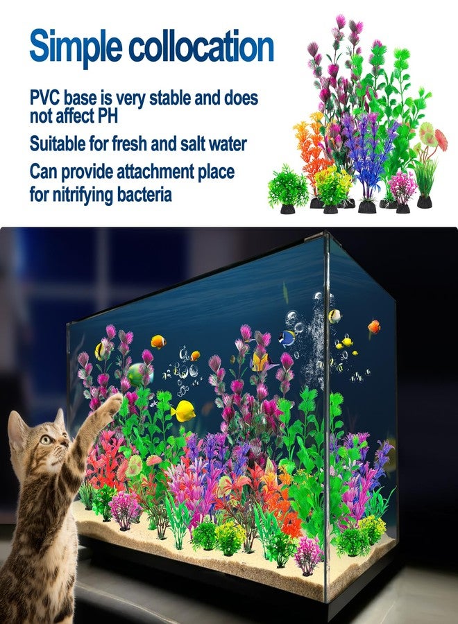 CousDUoBe 30Pcs Aquarium Plants, Fish Tank Accessories Artificial Aquatic Plants,Full Set of Fish Tank Decorations, Various Sizes - Image 4